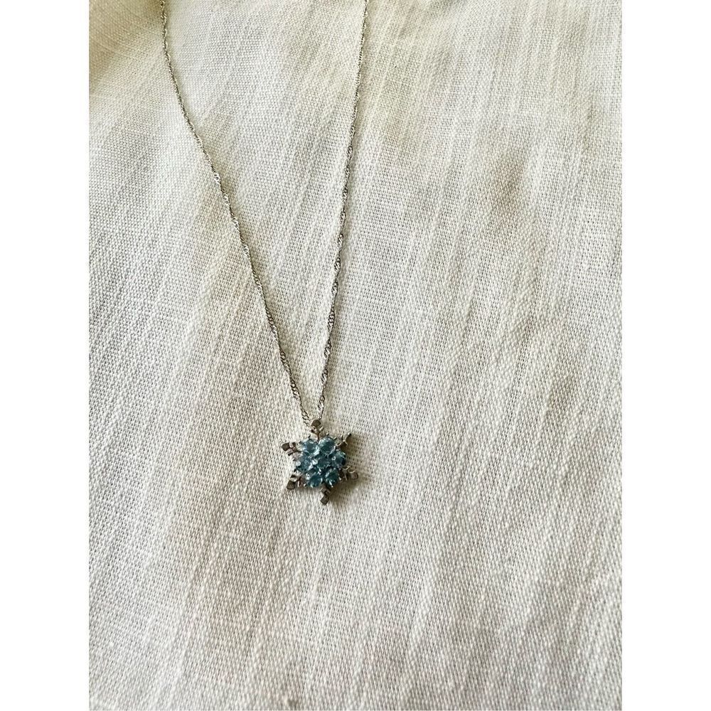 Baby blue cubic zirconia snowflake necklace